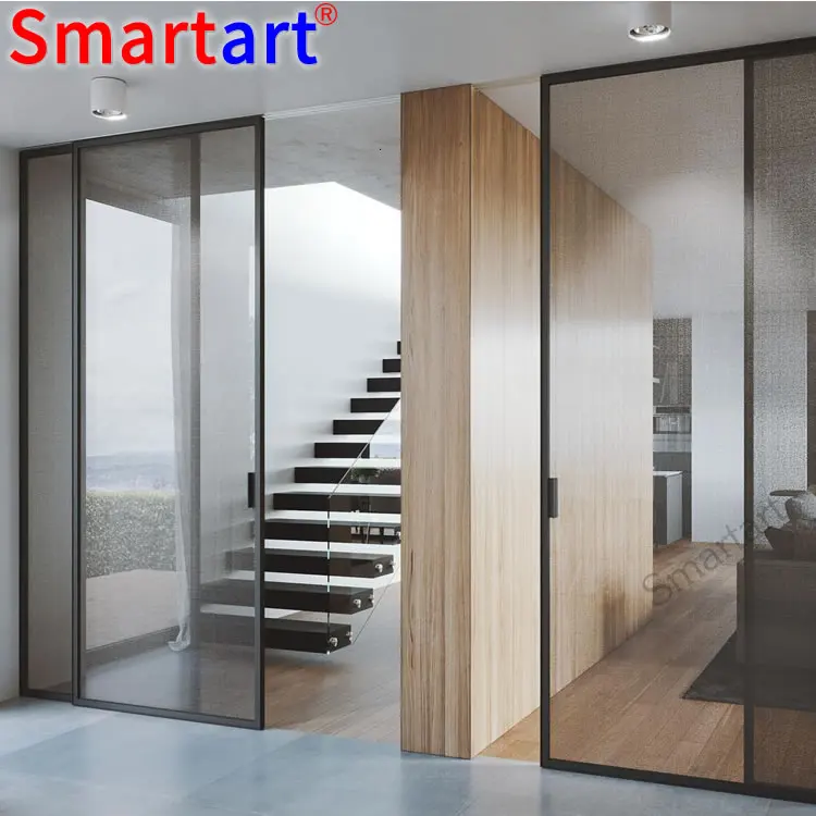 Бескаркасное стекло входные двери офиса/межкомнатные автоматические раздвижные стеклянные двери