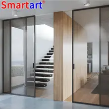 Бескаркасное стекло входные двери офиса/межкомнатные автоматические раздвижные стеклянные двери