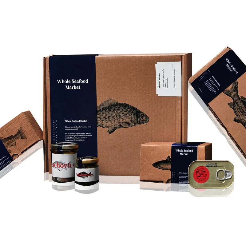 Custom Made Standard Kraft Paper Fish Delivery Seafood Shipping Box