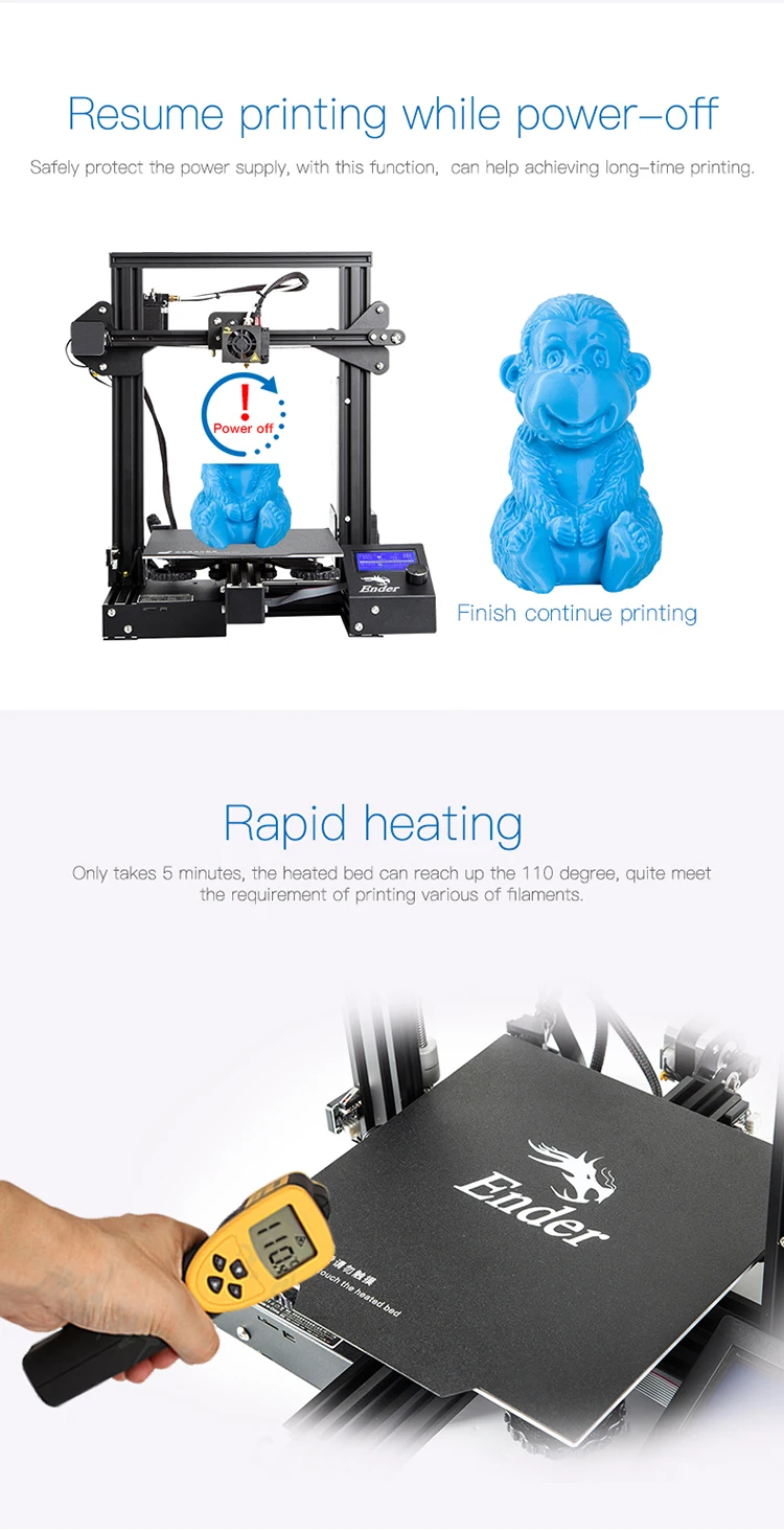 Creality Ender3 Pro Upgraded With Flexible Build Plate Mk10 Extruder Meanwell Power