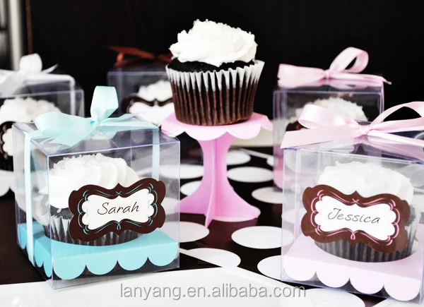 Clear Ballotin Box PVC Acetate Transparent Chocolate Sweets Cup Cake Wedding 