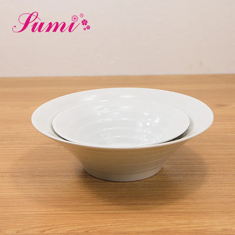 High Grade White Porcelain Unique Slanted White Salad Bowls Use For