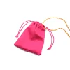Two side flannel silkscreen printing red pocket pouch with drawstring