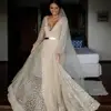Champagne v neck bridal dresses manufacturers custom sequined wedding dress