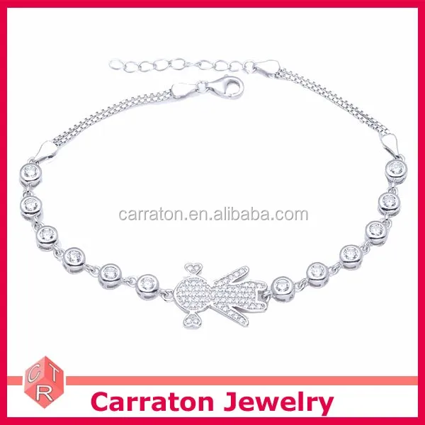 Newborn Baby 925 Real Silver Bracelet With White Zircon For Little Newborn Baby 925 Real Silver Bracelet