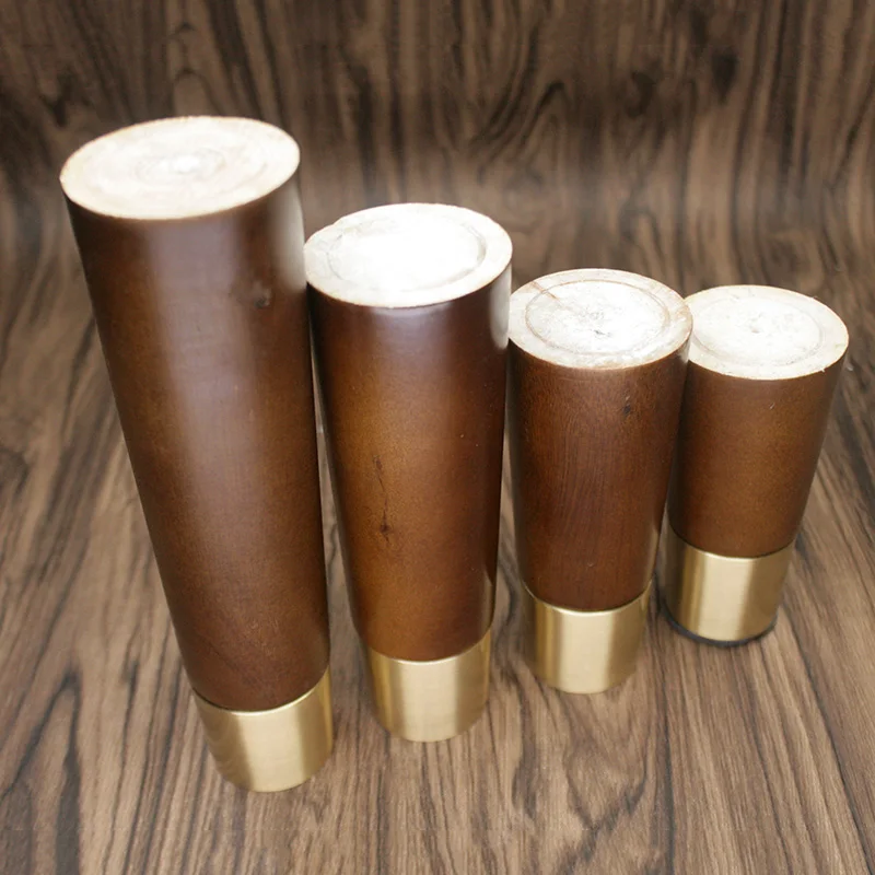 Wooden legs with metal end caps brass plating wholesale SL-140