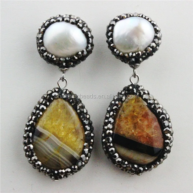CH-MAE0073 Fashion Pave diamond gemstone stud earring,jewelry stone earring wholesale,natural stone earring,charming earrings