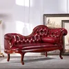 Gorgeous Victorian Walnut Fainting Sofa Chaise Lounge~ Red Leather Chaise Lounge