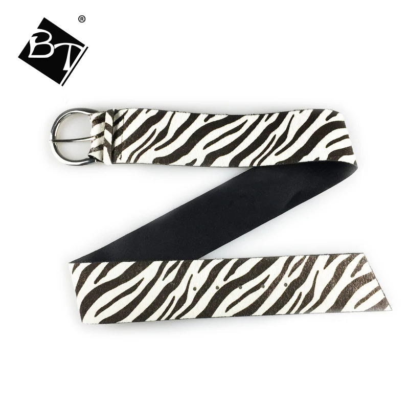 black white zebra-stripe wide women belt