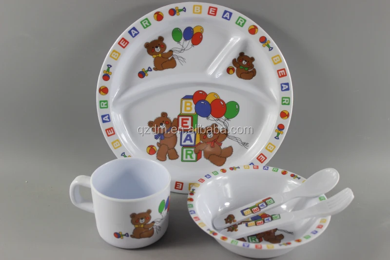 5pcs Melamine Kids dinner sets Bear Art Fodgrade