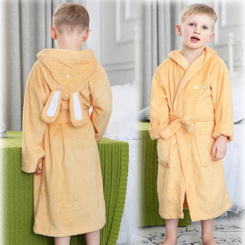 Pure Cotton White Customized Bathrobe Kids Hooded Bath Robe Buy 100