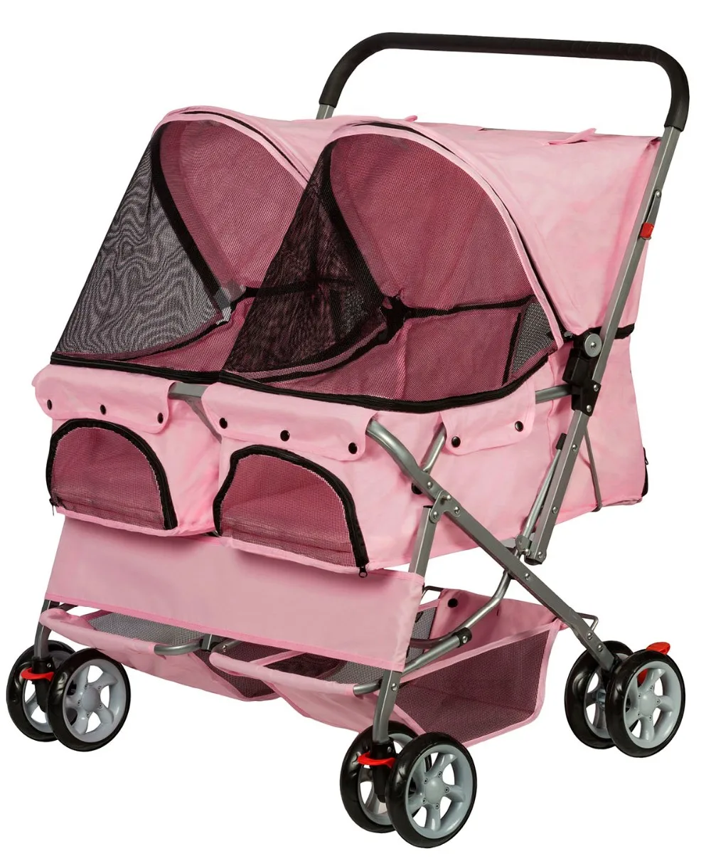 Rosa Wagen Sport Haustier Kinderwagen Kinderwagen 4 Rad Hunde Und