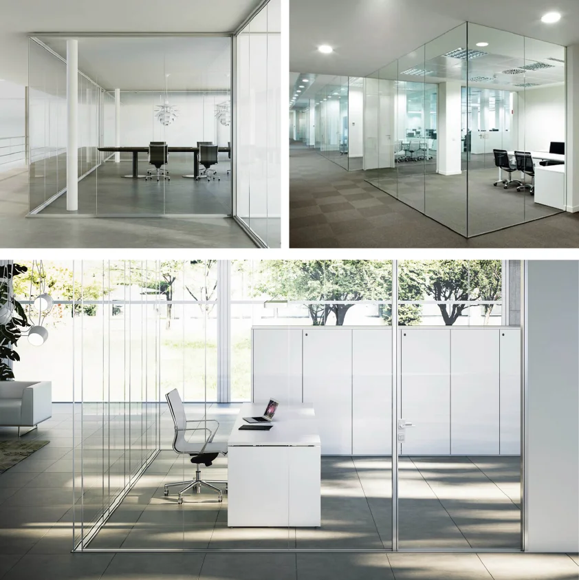 Aluminium Movable Glass Partition Wall / Frosted Glass Partition For