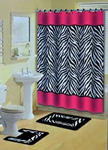 Zebra Print Bathroom Accessories Find Get Quotations Pink Zebra Stripes Animal Print 15 Pcs Shower Curtain W Hooks Bathroom Rug Set