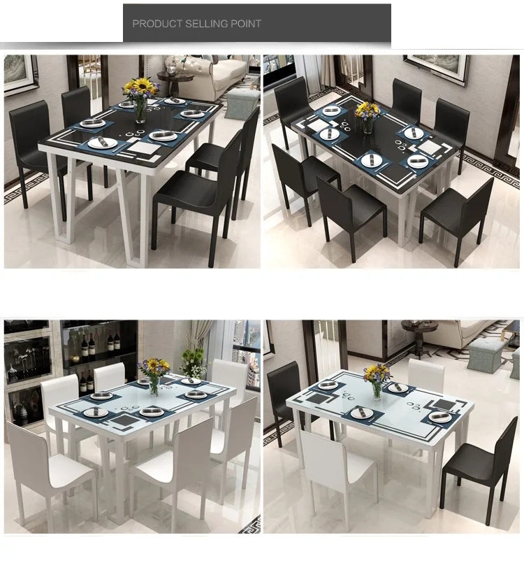 6 Seats Simple Set Modern Glass Dining Table Buy Steel Dining Table