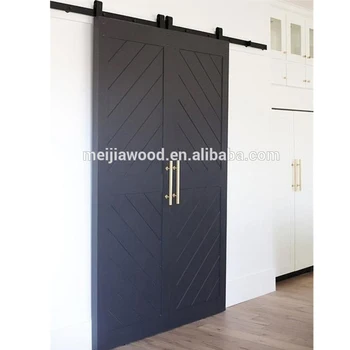 An Plank Style Waves Interior Double Flush Door Slab With Barn Hardware Product On An Plank Style Waves Interior Double Flush Door Slab With Barn Hardware Product On