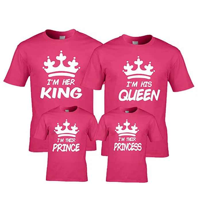 Reine Family Set Prince et Princesse T-shirts Set OR Avec Texte Famille Roi 