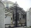 large entrance gate , steel frame gate , wrought iron gate