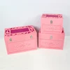 Colorful pink home sweet carved craft box trunk with mirror