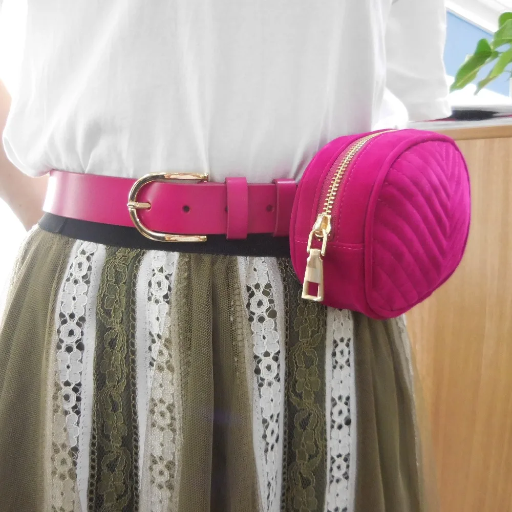Ladies Womens Fashion Thin Waist Belt Pink