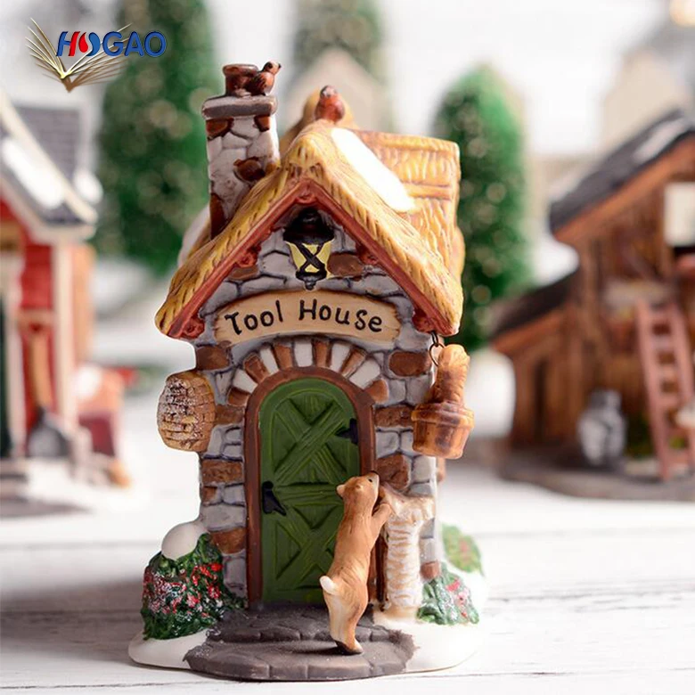 Diy Christmas Doll Figurine Tiny Resin House Village Oem Modern Gift