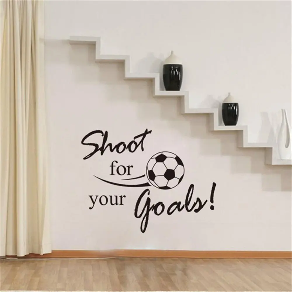 Allywit New Shoot For Your Goals Football Soccer Removable Decal Wall Sticker Home Decor