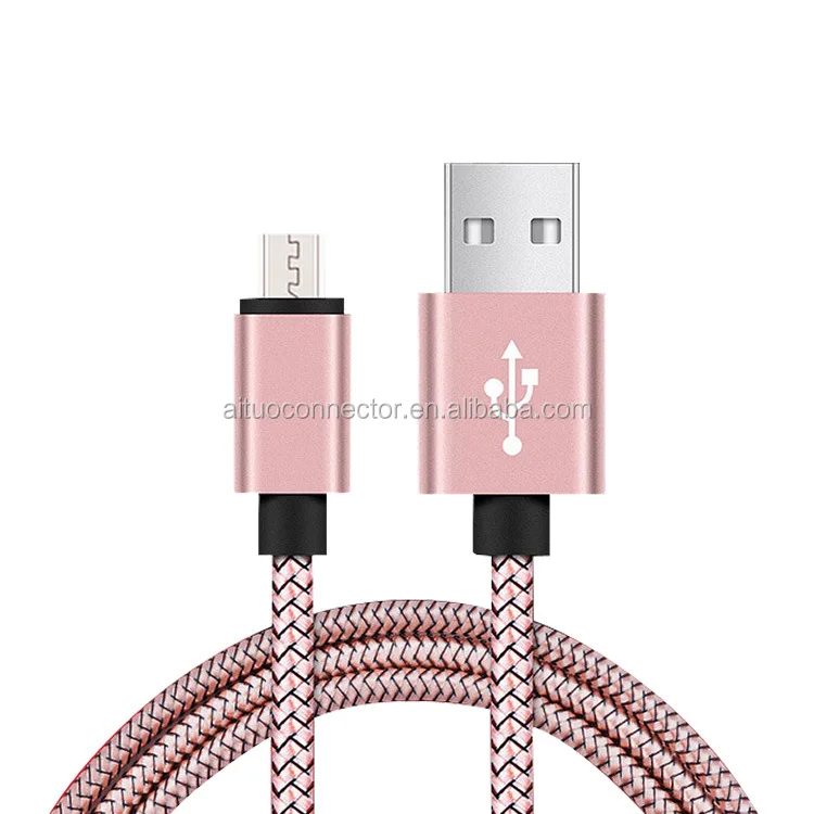 OEM 1m Colorful Nylon Braid Micro USB Data Charging Cable For Mobile Phone