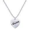 Laser engraving Smith name stainless steel heart pendant necklace for family gift