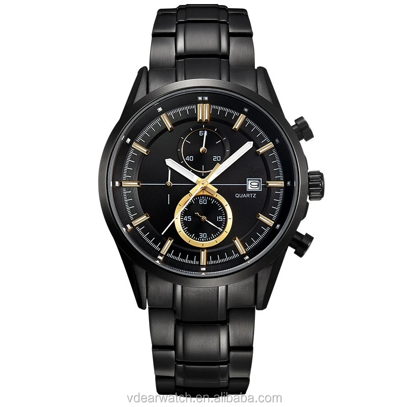 Buy watches online best selling two eyes oem unbranded mens chronograph watches with metal chain