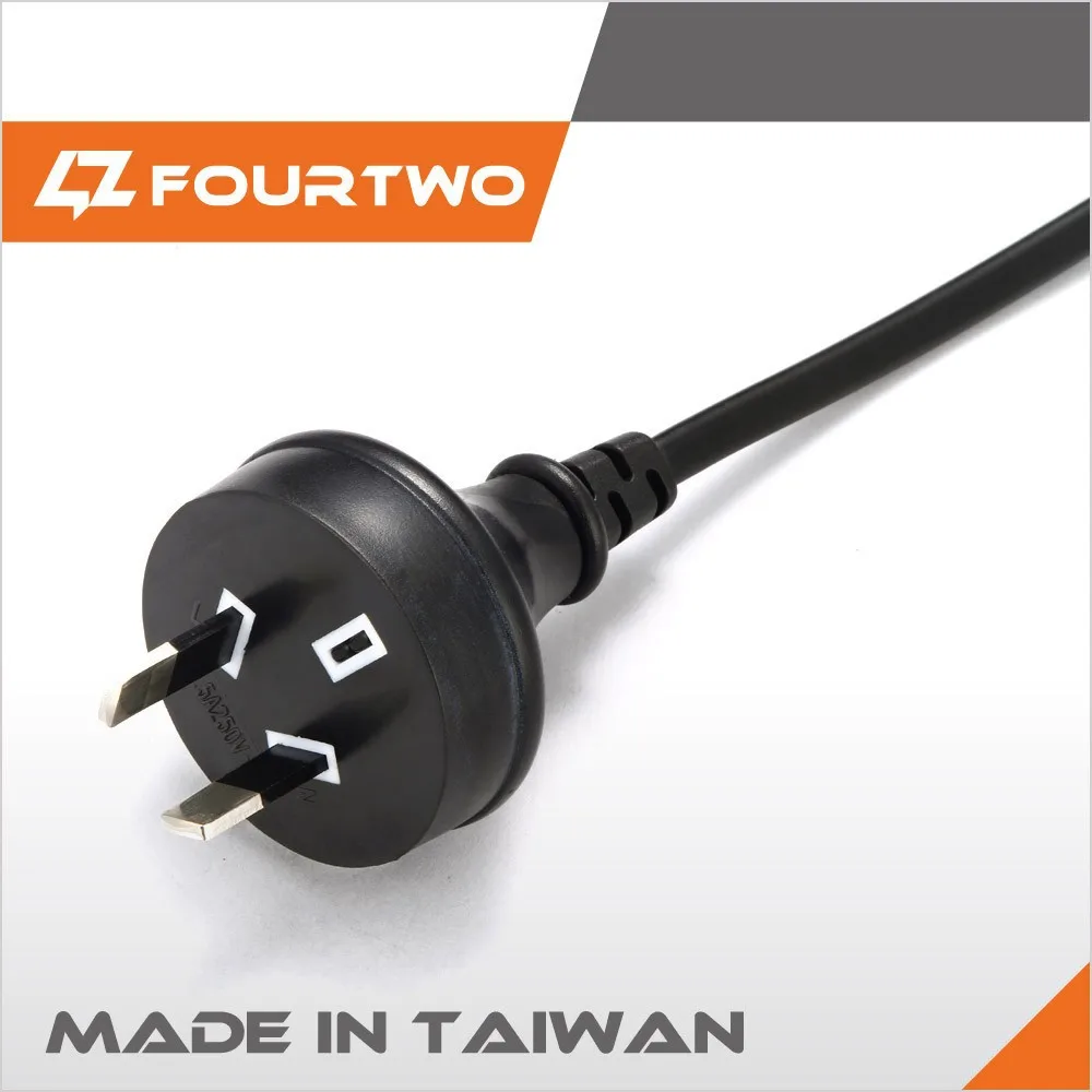SAA certificate AC power cord OEM ODM 100% made in Taiwan 2 pin plug