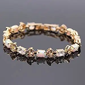 Women Jewelry Opal Bracelet Oval Gemstones And Diamond 14k Gold Women Jewelry Opal Bracelet Oval Gemstones And Diamond 14k Gold Plated Bangle White