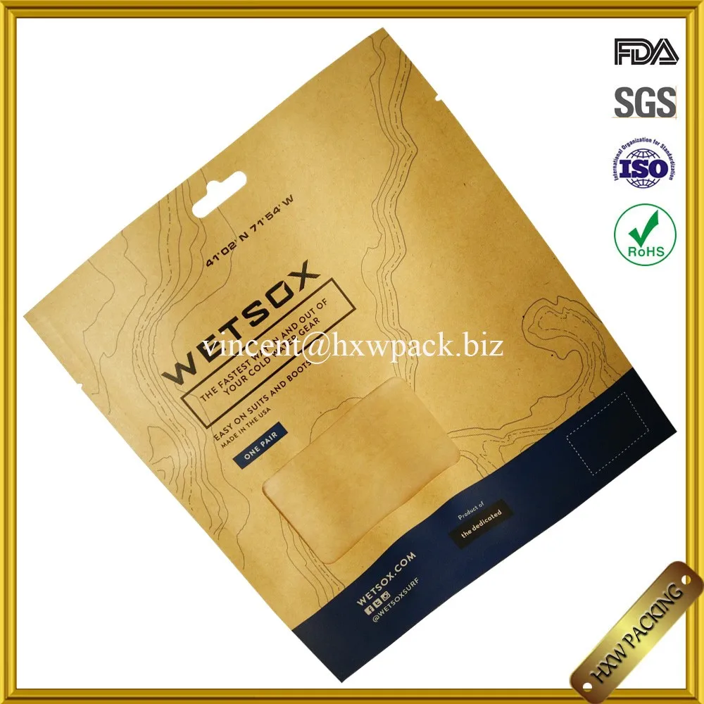 Kraft Paper Lamination Mens Design Underwear Packaging With Window