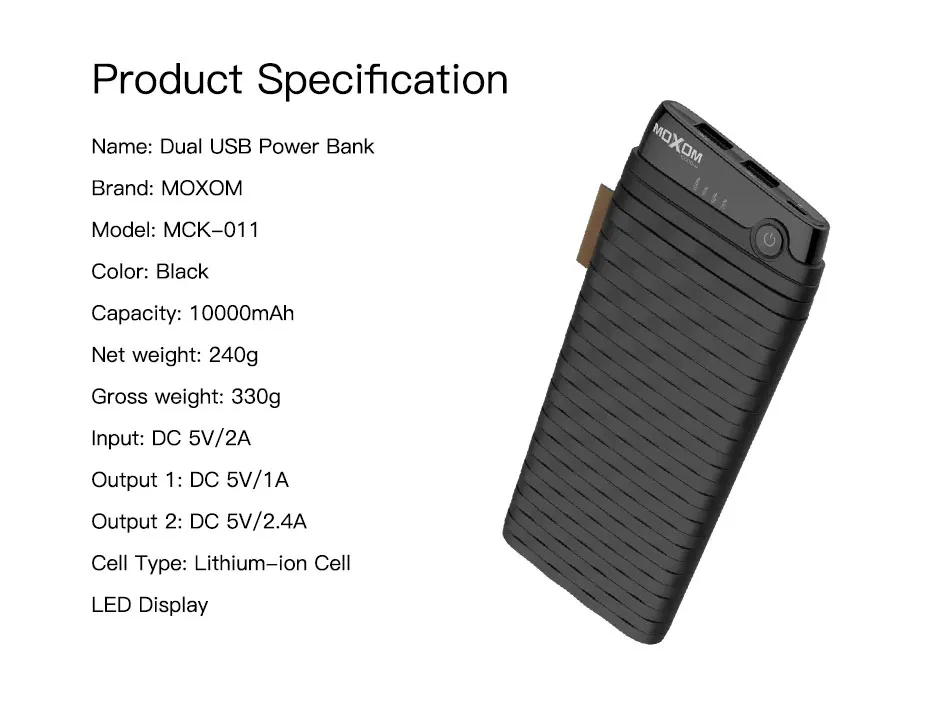 High Capacity Portable USB Output 10000 Mah Wallet Powerbank Screen Mobile Power Bank 10000mAh - ANKUX.COM
