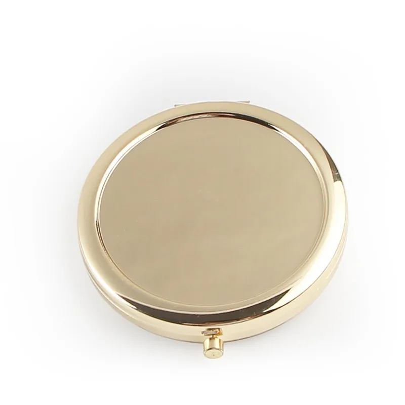 Purse Size Light Gold Round 70mm Compact Mirror With Epoxy Sticker
