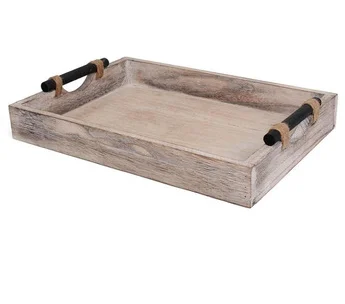 Extra Large Wooden Tray Ottoman Tray With Handle / Vintage Decorative ...