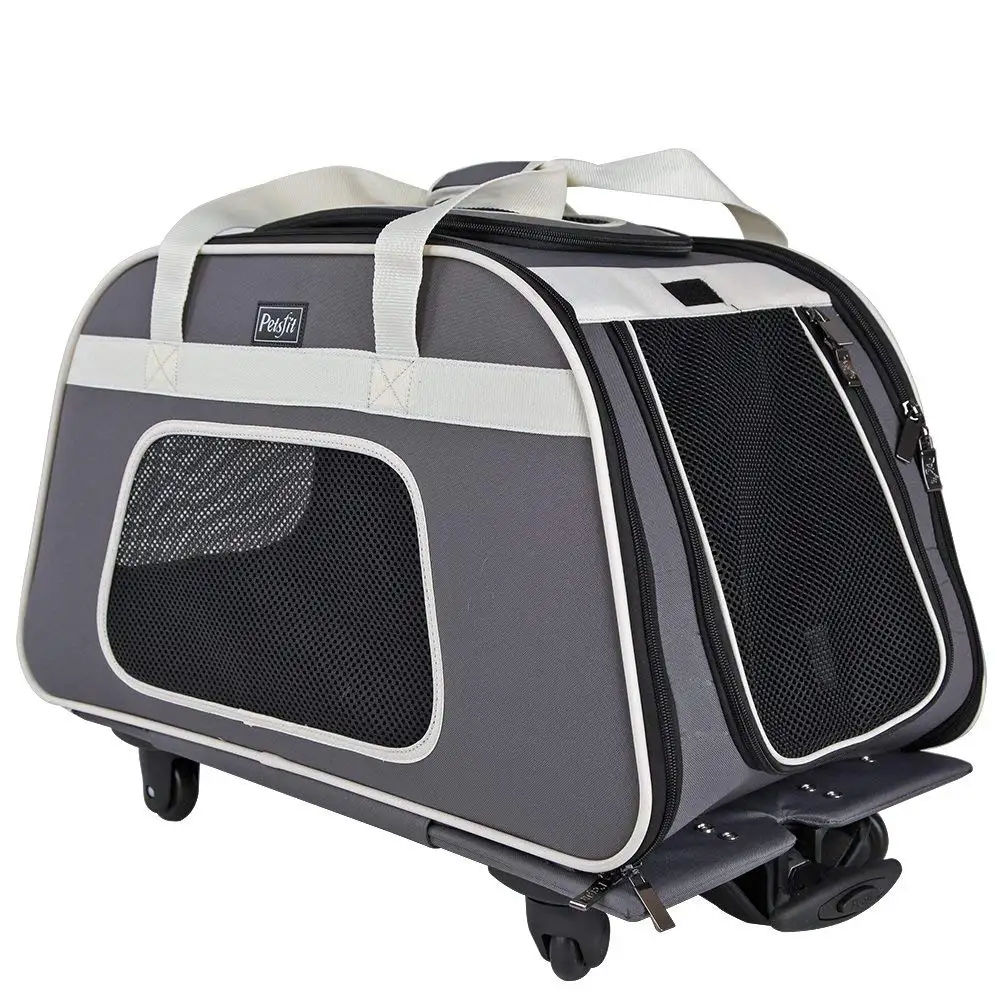 On Wheel Stroller Around Travel Pet Carrier Removeable Wheels Soft