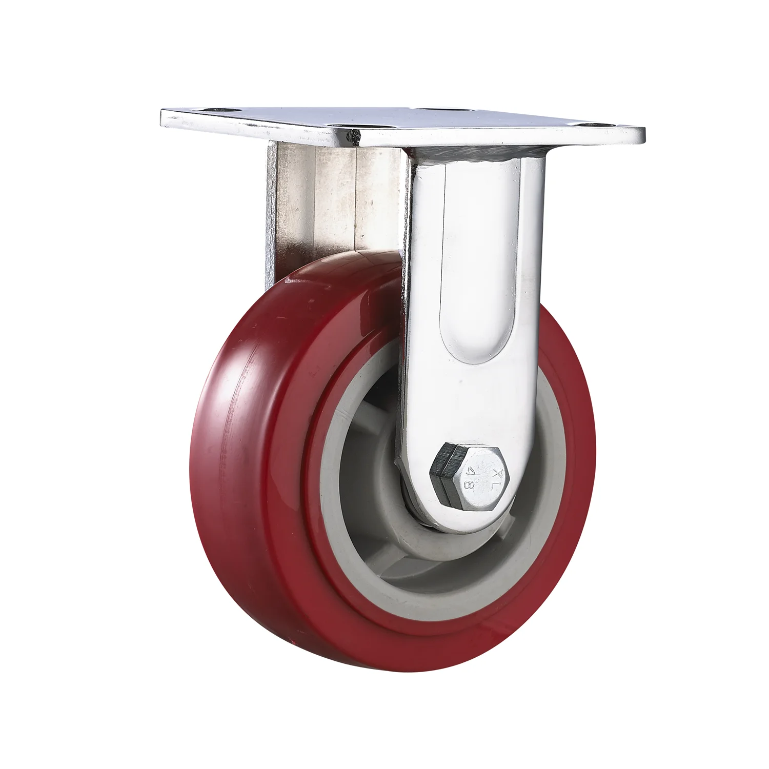 4" 5" 6" 8" Zinc Plated Total Brake And Lock Red PU Polyurethane Heavy Loading Trolley Caster Wheels
