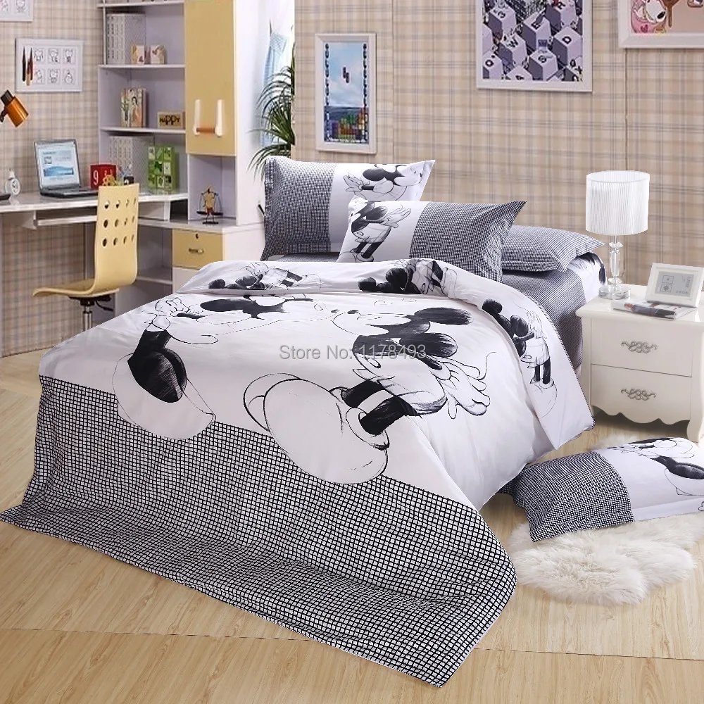 2015 New Fashion Mickey mouse bedding sets 4pcs Cotton