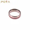 POYA Jewelry Custom Free Engraving Blank Titanium Ring With Red Tree Leaf Grain Domed Unisex 8mm