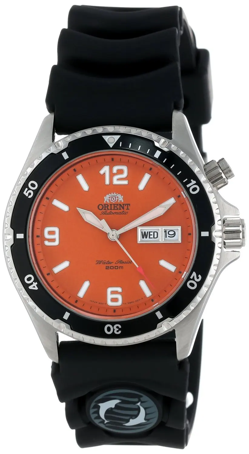 Buy Orient Mens CEM65004M Orange Mako Automatic Rubber Strap Dive Watch