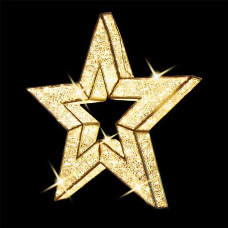 Outdoor Christmas star 3D hanging ornament large star motif light for holiday shopping malls displays decoration