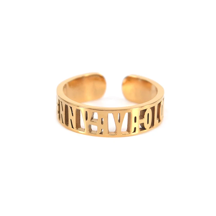 Dropshipping Stainless Steel 18k Gold Custom Personalized Name Ring