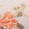 Professional supplier 100% polyester gold stamp bronzed 3d lace dress fabric beads bridal