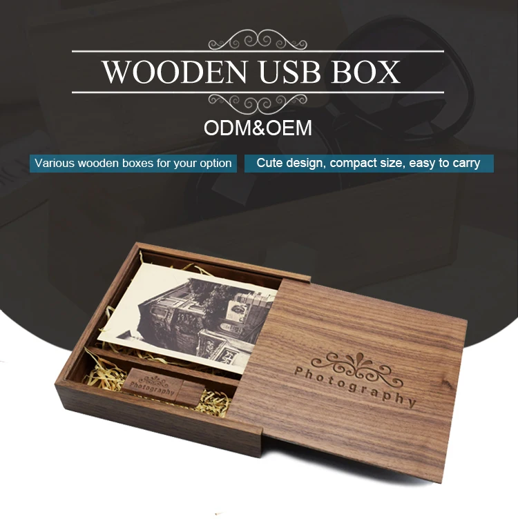 Custom Engraving Walnut Wood USB Flash Drive & Box Wedding Gifts Wedding USB 