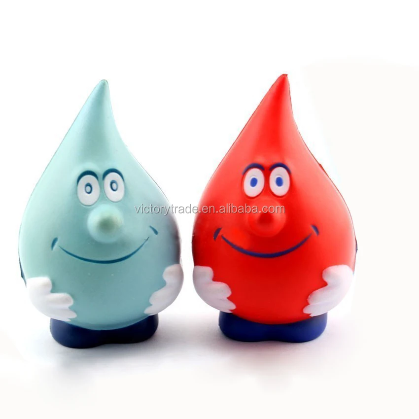 Promotional gift colorful smiley water drop shaped pu foam anti stress ball 