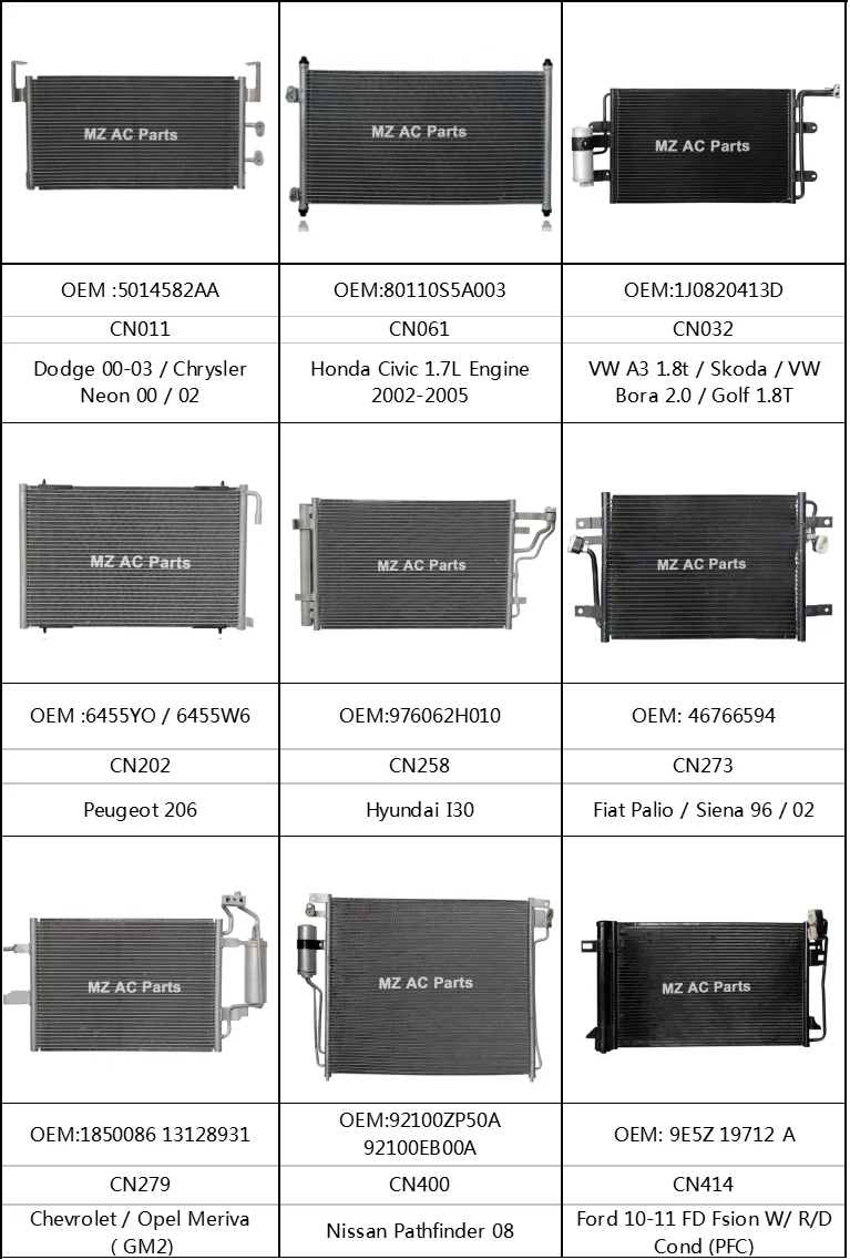 Universal Auto Condenser Car Air Conditioning Condensers Auto Parallel