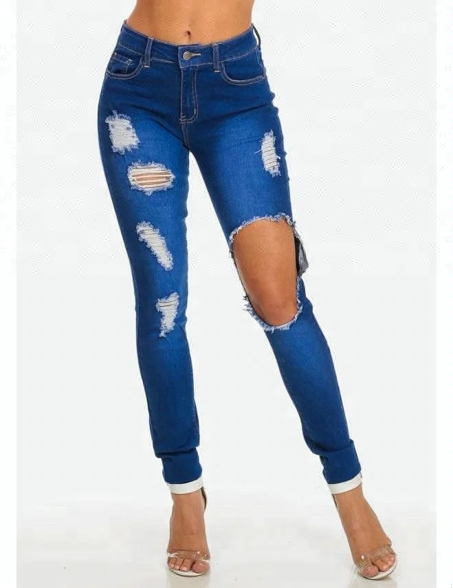 royal blue distressed jeans