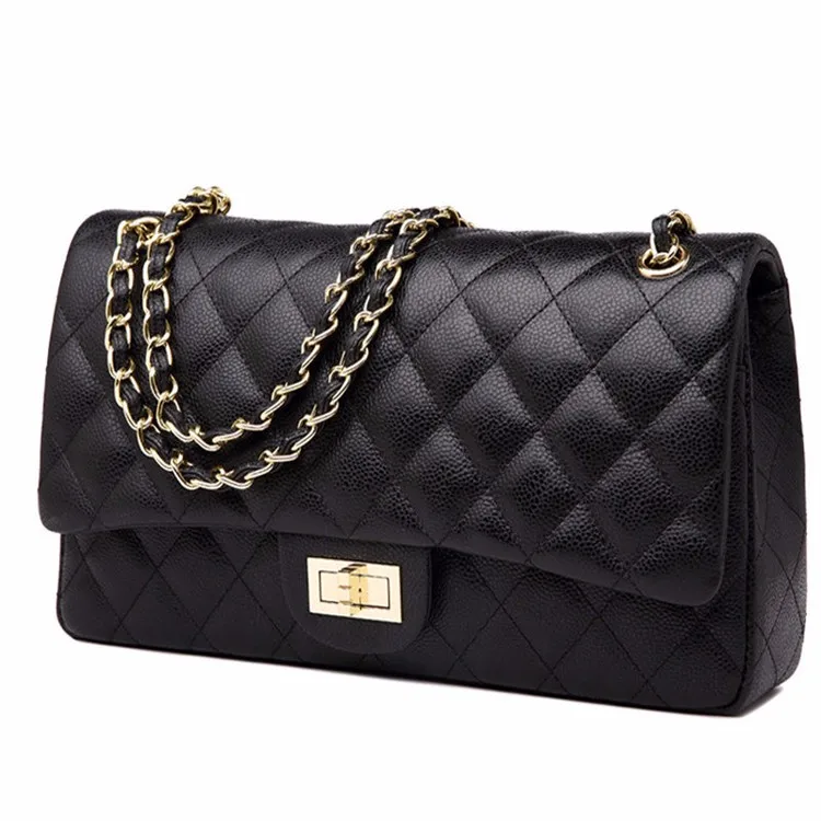 Lady Quilted Pu Leather Cross-body Handbags Chain Messenger Shoulder ...