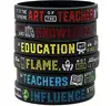 Teacher Appreciation Bracelets - Silicone Rubber Wristbands with Inspirational Quotes - Wholesale Lot Bulk Gifts for Teachers