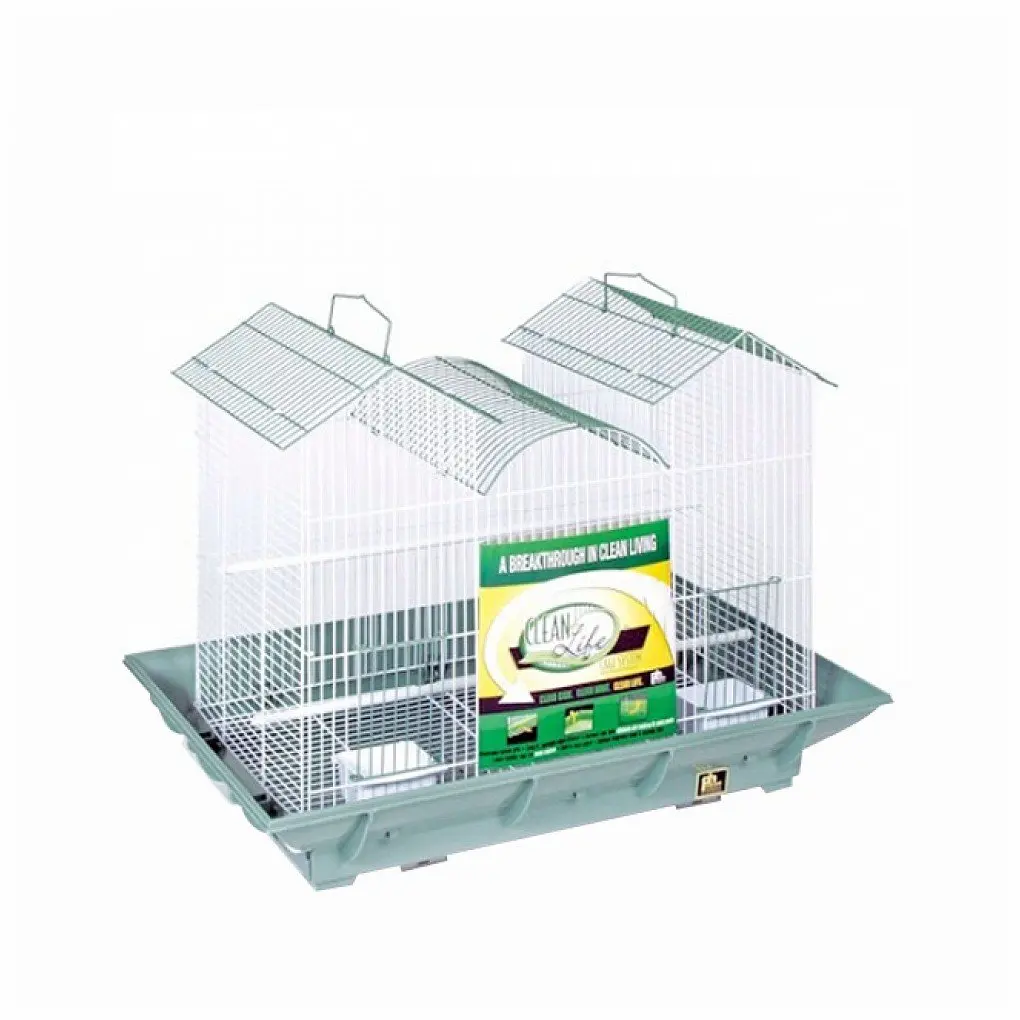 Prevue Hendryx Clean Life Triple Roof Bird Cage - Green & White PP-856G/W
